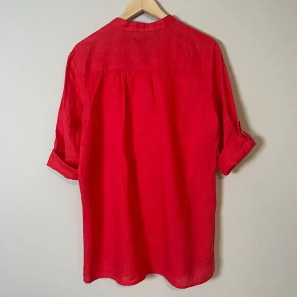 For Cynthia | Red Button-Up Linen Shirt size M - Picture 2 of 6